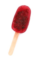 Delicious blackberry ice pop isolated on white. Fruit popsicle
