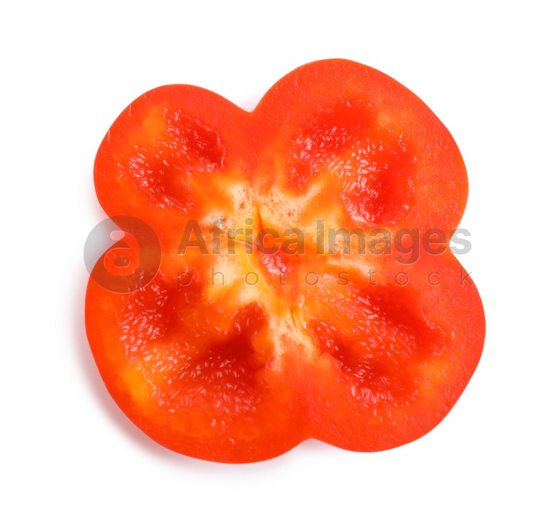 Slice of red bell pepper isolated on white