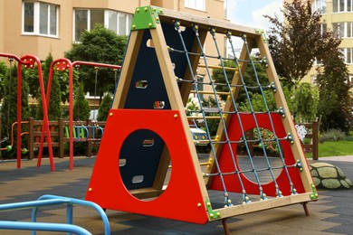 Empty outdoor children's playground in residential area