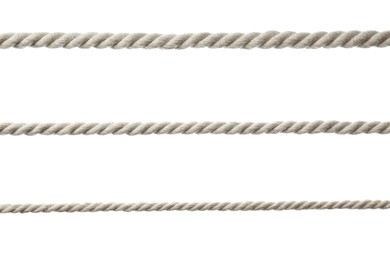 Cotton ropes on white background. Organic material