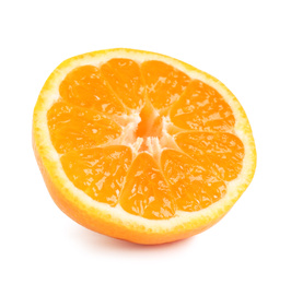Cut fresh juicy tangerine isolated on white