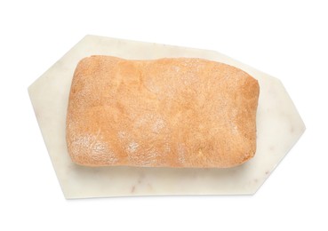 Crispy ciabatta isolated on white, top view. Fresh bread