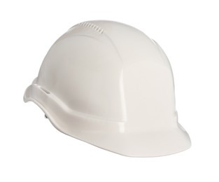 Protective hard hat isolated on white. Safety equipment
