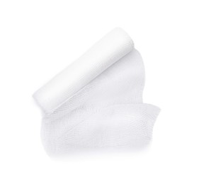 Medical bandage isolated on white, top view