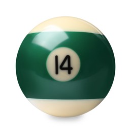 Billiard ball with number 14 isolated on white