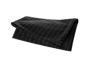 Black striped fabric napkin isolated on white