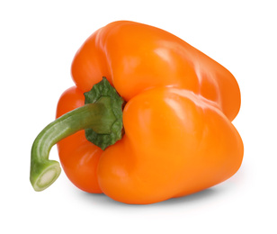 Ripe orange bell pepper isolated on white