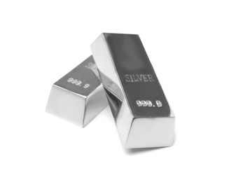 Two shining silver bars isolated on white
