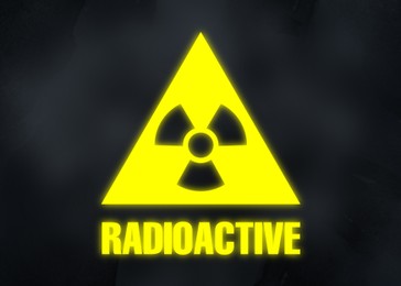 Radioactive sign on black background. Hazard symbol