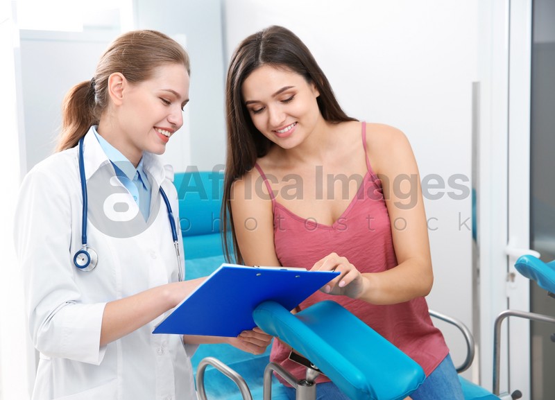 Young woman having appointment at gynecologist office