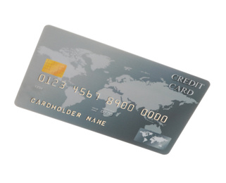 Grey plastic credit card isolated on white