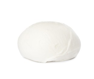 Delicious mozzarella cheese ball on white background