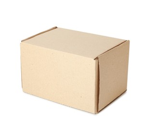 One closed cardboard box isolated on white