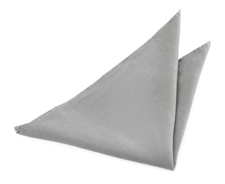 One grey kitchen napkin isolated on white, top view