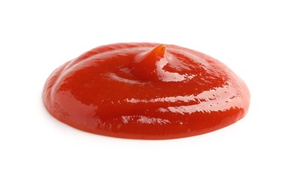 Tasty ketchup isolated on white. Delicious sauce