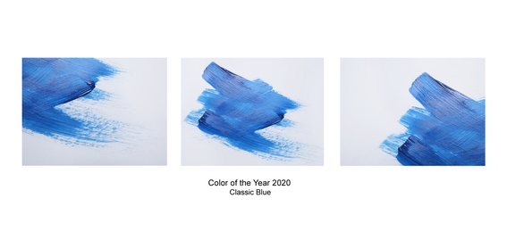 Collage made with photos inspired by color of the year 2020 (Classic blue)