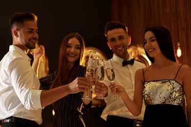 Young people celebrating New Year in club