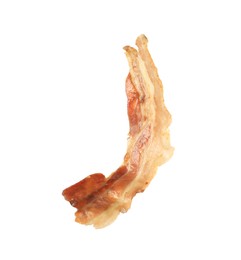 Slice of tasty fried bacon isolated on white