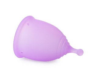 Violet silicone menstrual cup isolated on white