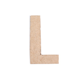Letter L made of cardboard isolated on white