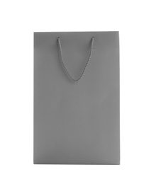 Grey paper shopping bag isolated on white