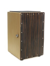 Cajon isolated on white. Percussion musical instrument