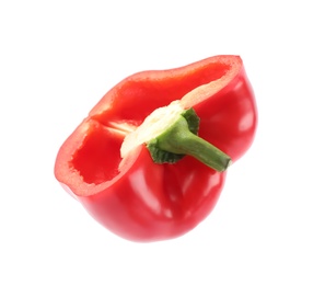 Half of red bell pepper isolated on white