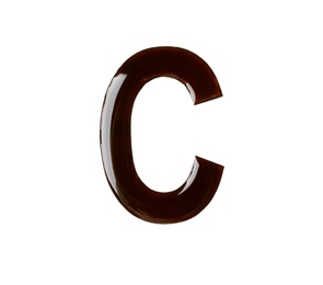 Photo of Letter C made of chocolate on white background