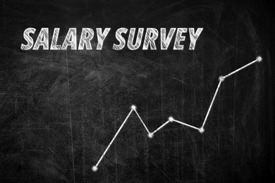 Phrase Salary Survey and growth chart on black chalkboard