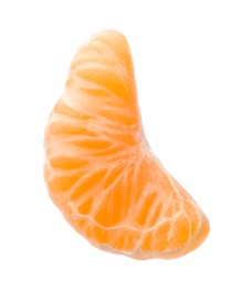 Photo of Piece of fresh juicy tangerine on white background