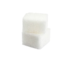 Two cubes of refined sugar isolated on white