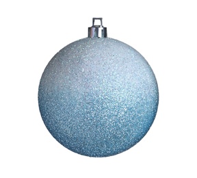 Beautiful light blue Christmas ball isolated on white