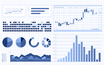 Fintech concept. Illustration of charts and statistic information