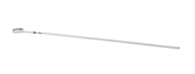 Metal skewer on white background. Barbecue utensil