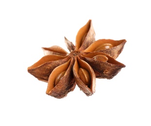 Dry anise star isolated on white. Mulled wine ingredient
