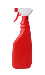 Spray bottle of detergent isolated on white. Cleaning supply