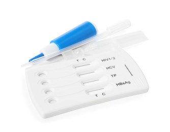 Disposable express test kit for hepatitis on white background