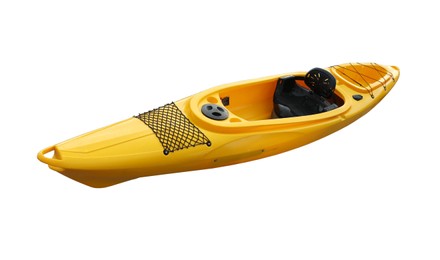 Yellow kayak isolated on white. Outdoor activity 