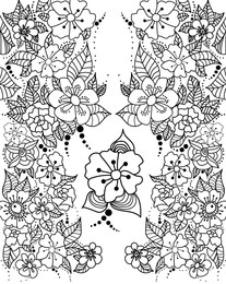 Illustration of Beautiful flowers on white background, illustration. Coloring page