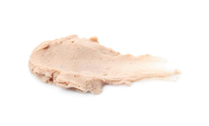 Smear of delicious liverwurst isolated on white