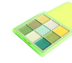 Photo of Beautiful eyeshadow palette on white background. Makeup product