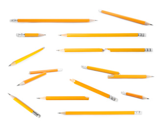 Set of graphite pencils on white background