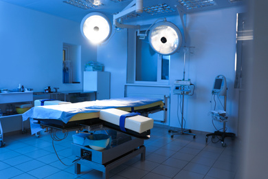 Surgery room interior with modern equipment in clinic