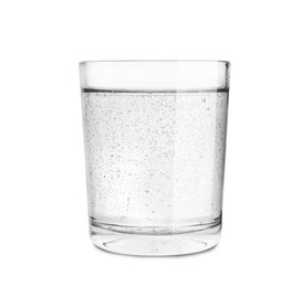 Glass of soda water isolated on white