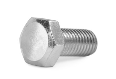 One metal hex bolt isolated on white