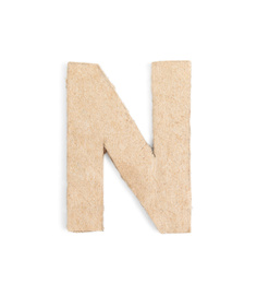 Letter N made of cardboard isolated on white