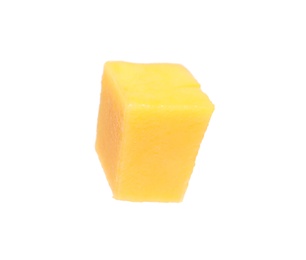 Fresh juicy mango cube on white background