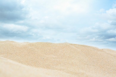 Beautiful view of sandy beach on summer day, closeup