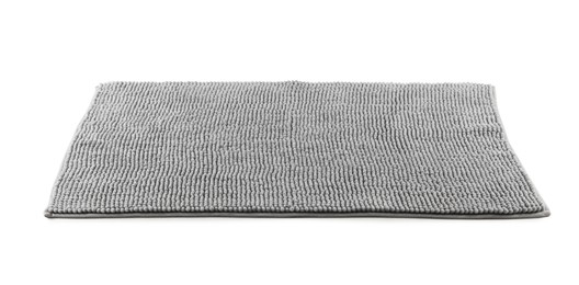 New grey bath mat isolated on white