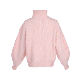 Photo of Stylish warm pink sweater isolated on white